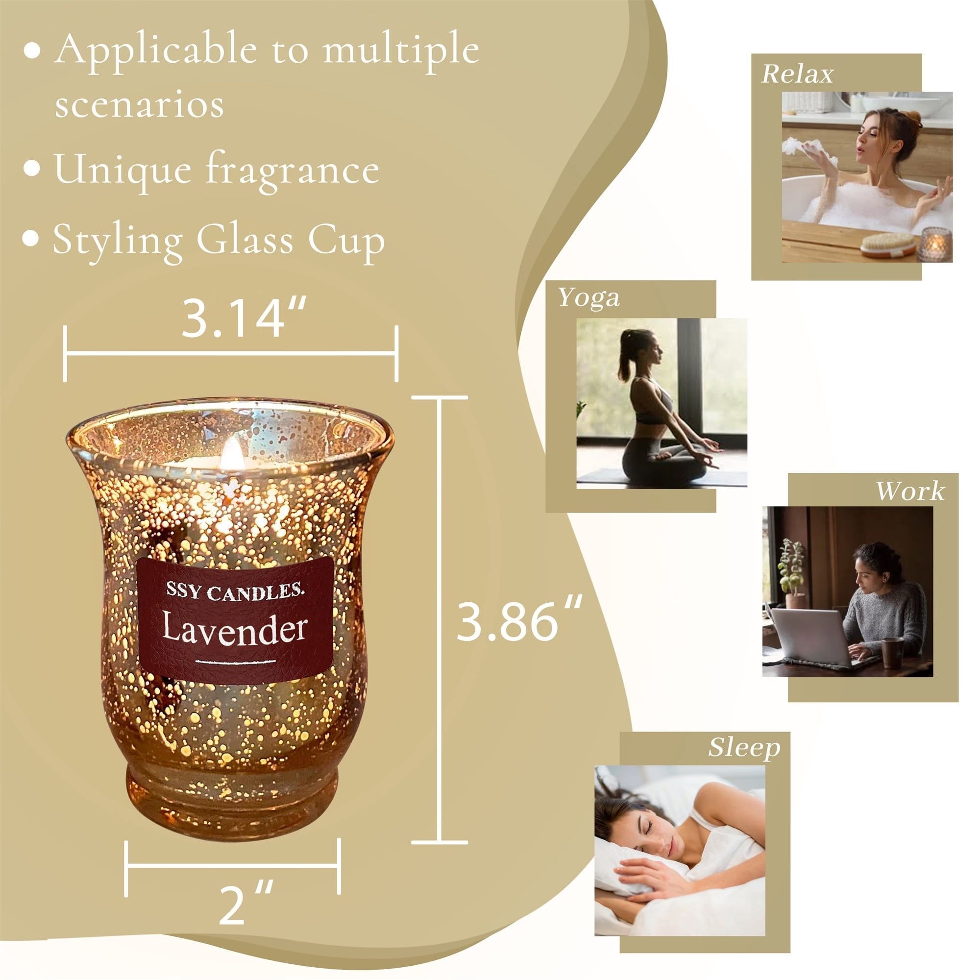 Scented Lavender Soy Wax Jar Candle with Wooden Wick - 8.4oz, Burns for 50 Hours - SJB-DIAMOND ELITES
