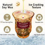 Scented Lavender Soy Wax Jar Candle with Wooden Wick - 8.4oz, Burns for 50 Hours - SJB-DIAMOND ELITES