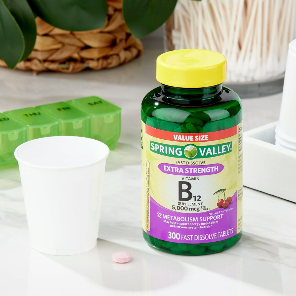 Spring Valley Extra Strength Vitamin B12 Fast Dissolve Dietary Supplement; 5000 mcg; 300 Count EasyOptionXY LLC