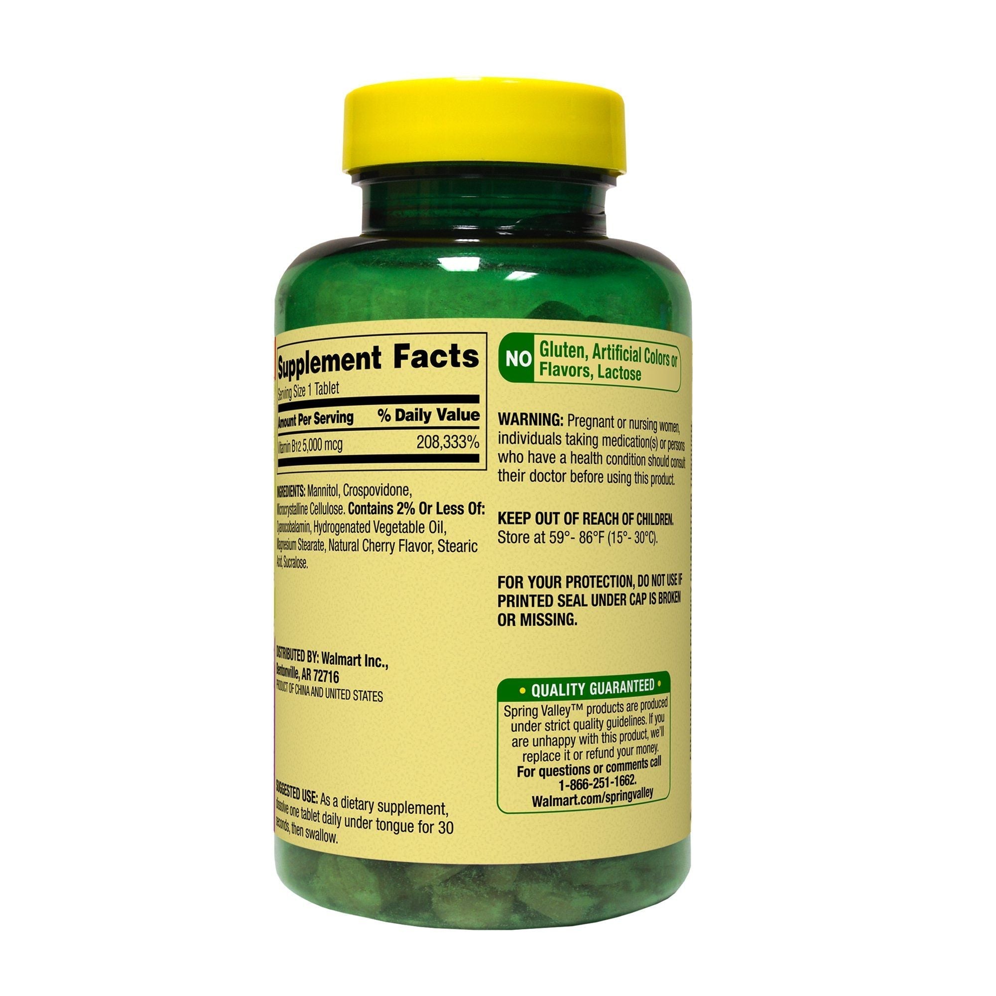Spring Valley Extra Strength Vitamin B12 Fast Dissolve Dietary Supplement; 5000 mcg; 300 Count EasyOptionXY LLC