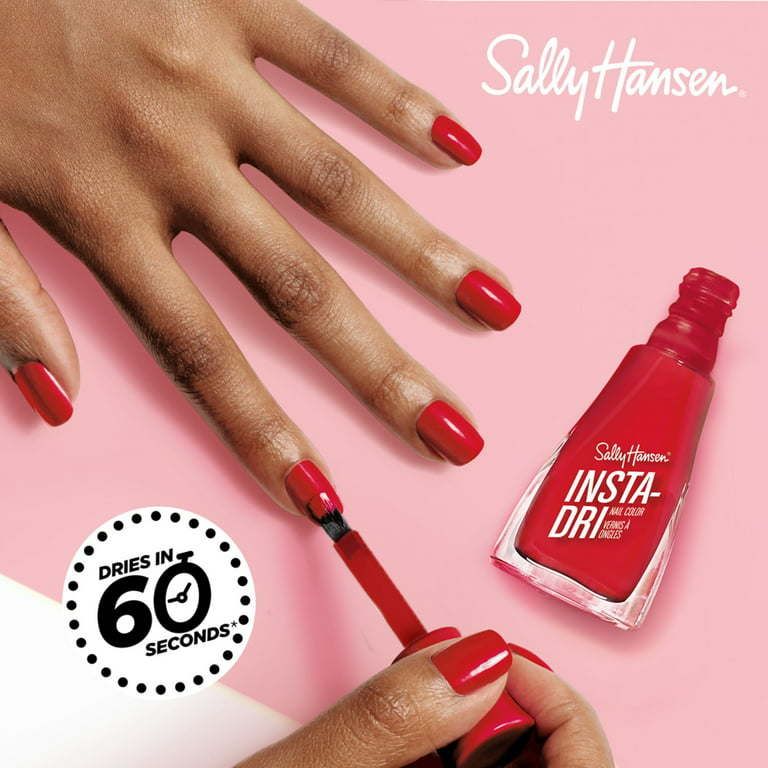 Sally Hansen Insta-Dri Nail Color, Let's Jam, 3-in-1 Formula, Color Nail Polish, 0.31 Oz, Quick Dry Nail Polish, Nail Polish, Top Coat Nails, Full Coverage Formula, One Stroke, One Coat