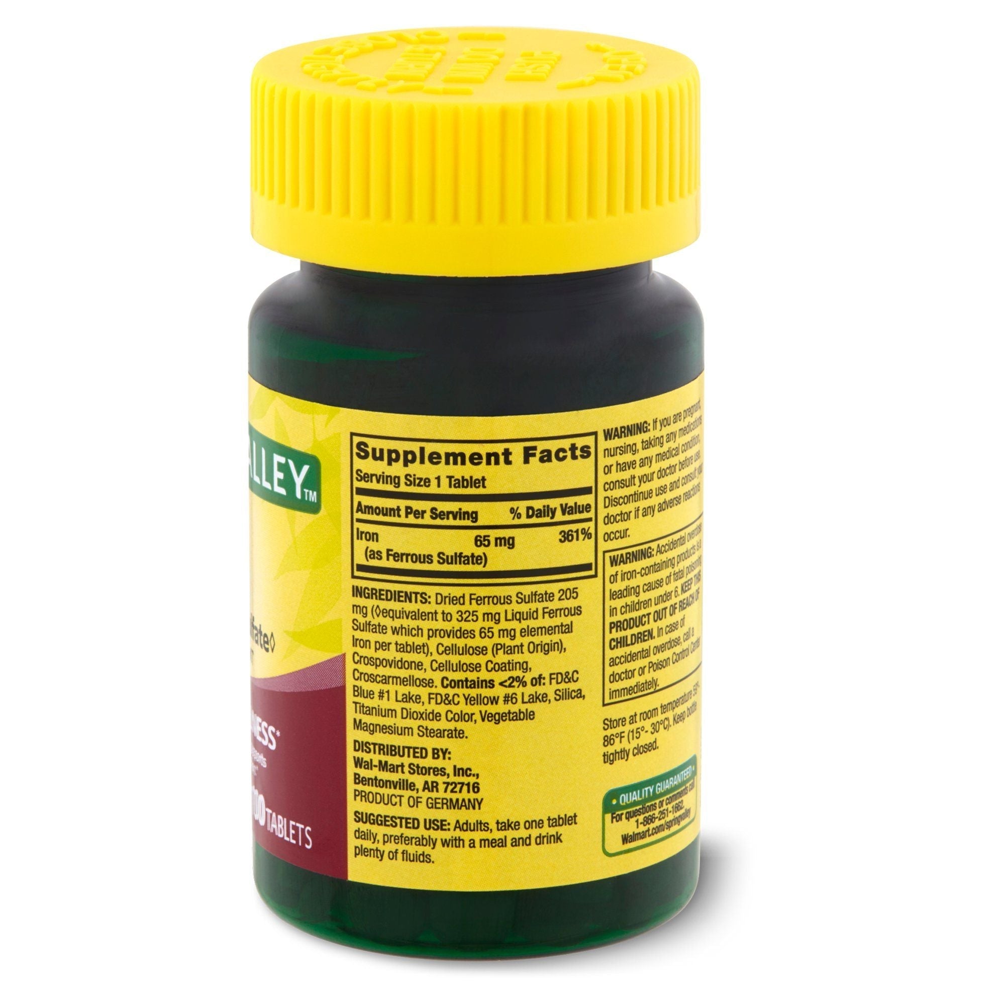 Spring Valley Iron Tablets; 65 mg; 100 Count EasyOptionXY LLC
