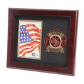 Firefighter Medallion Portrait Picture Frame Double Layer Black Matting with Gold Trim The Military Gift Store