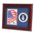 U.S. Air Force Medallion Portrait Picture Frame Double Layer Blue Matting with Gold Trim The Military Gift Store