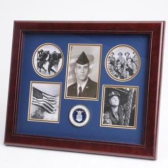 U.S. Air Force Medallion 5 Picture Collage Frame Mahogany Colored Frame Molding The Military Gift Store