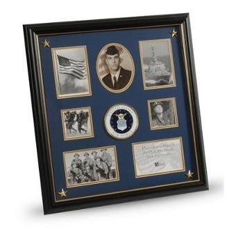 U.S. Air Force Medallion 7 Picture Collage Frame with Stars Two 2.5-Inch Square Opening The Military Gift Store