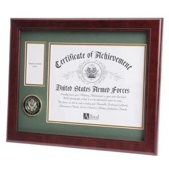 U.S. Army Medallion Certificate and Medal Frame Double Layer Army Green The Military Gift Store