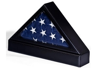 Flag Case With Base For Tabletop Or Wall Mounting - Black The Military Gift Store