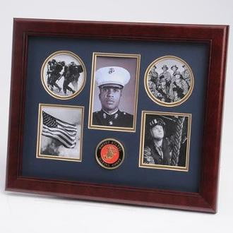 U.S. Marine Corps Medallion 5 Picture Collage Frame two 3.5-Inch by 3.5-Inch pictures The Military Gift Store
