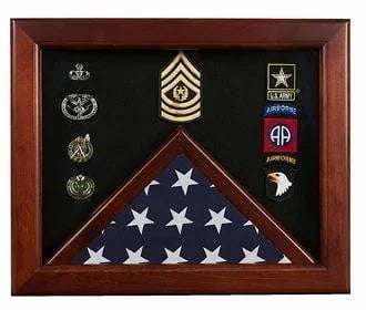 Master Sergeant Flag Display Cases - Master Sergeant Gift, Mahogany The Military Gift Store