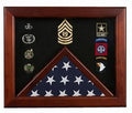 Military Flag medal display case, Mahogany wood for 3x5 flag Hand Made The Military Gift Store