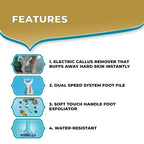 Amope Pedi Perfect Pro Rechargeable Foot File Dual- Speed with Diamond Crystals for Feet Hard and Dead Skin Ultra Coarse Refill Head (Blue Gadget) 1 Count