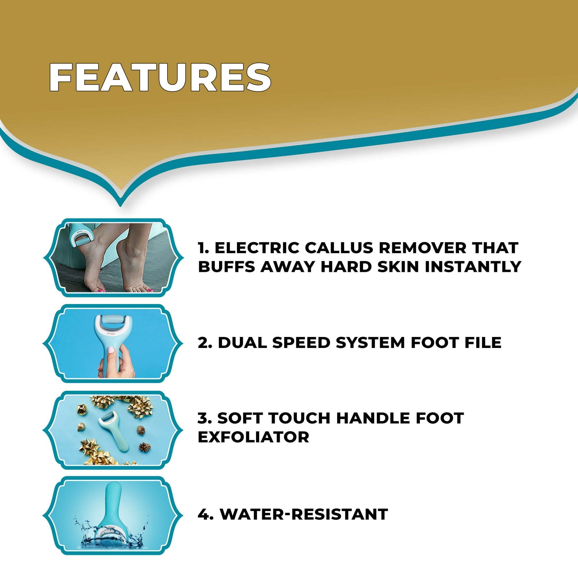 Amope Pedi Perfect Pro Rechargeable Foot File Dual- Speed with Diamond Crystals for Feet Hard and Dead Skin Ultra Coarse Refill Head (Blue Gadget) 1 Count