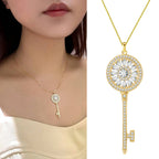 S925 Sterling Silver Key Diamond-studded Necklace Pi-Mart