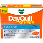 Vicks DayQuil Severe Vapocool Caplets for Cold, Flu + Congestion, over-the-counter Medicine, 24 Ct