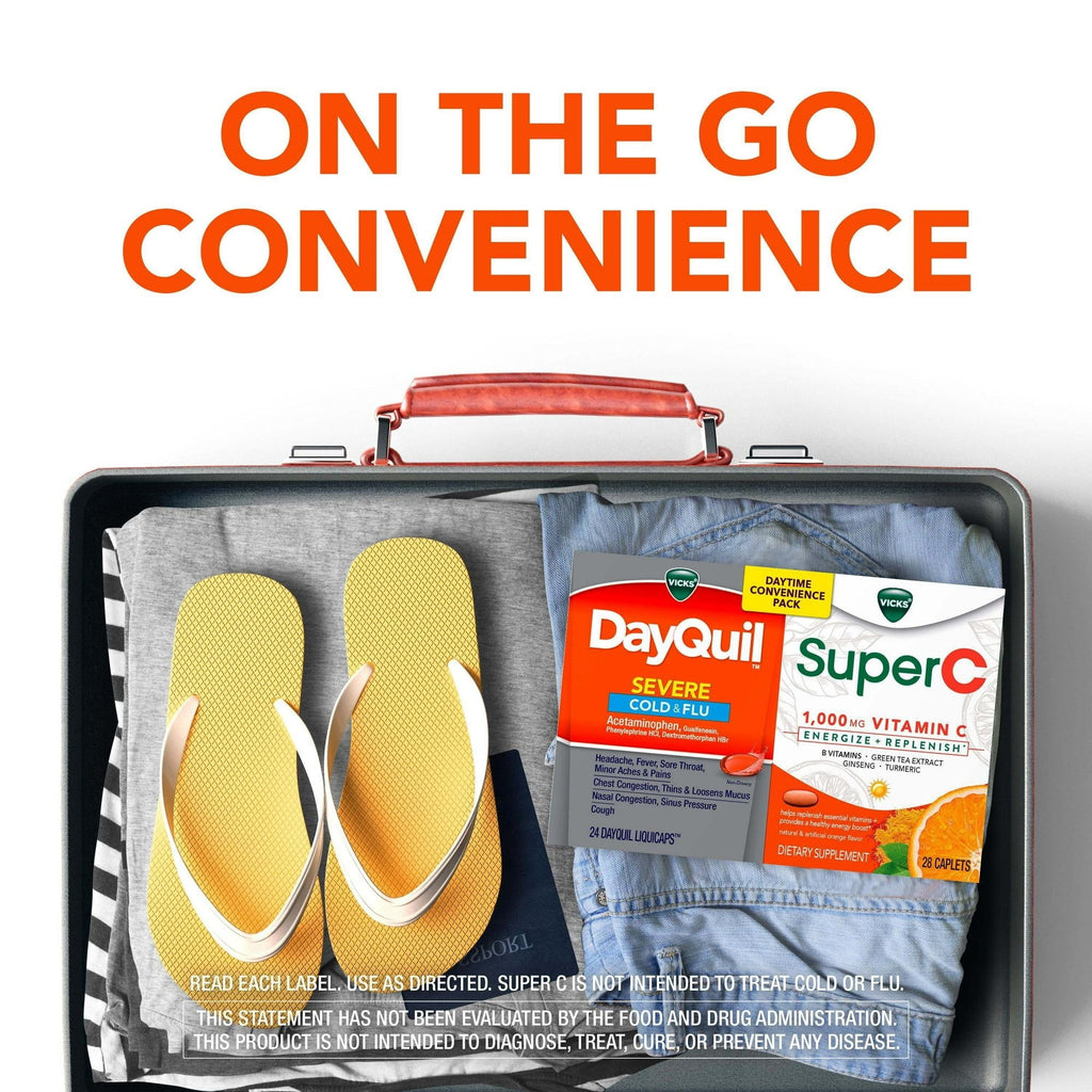 DayQuil Severe Liquicaps Medicine and Super C Daily Supplement Tablet Convenience Pack, 26 Ct