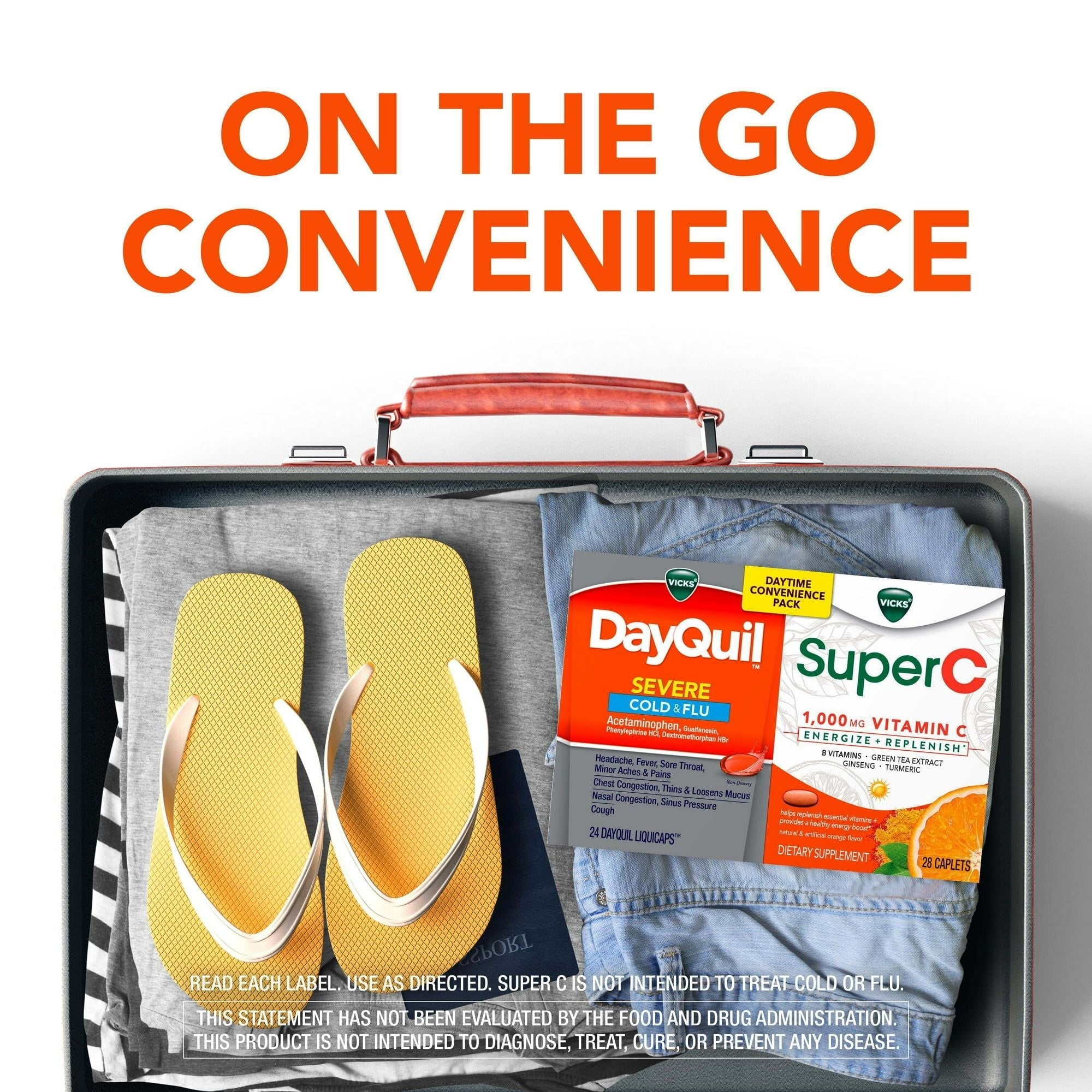 DayQuil Severe Liquicaps Medicine and Super C Daily Supplement Tablet Convenience Pack, 26 Ct