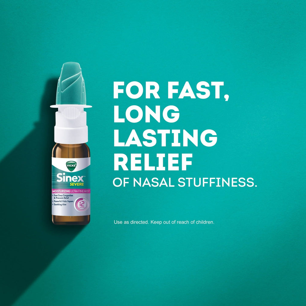 Vicks Sinex Severe Moisturizing Ultra Fine Nasal Mist, over-the-Counter Medicine, 265 Sprays