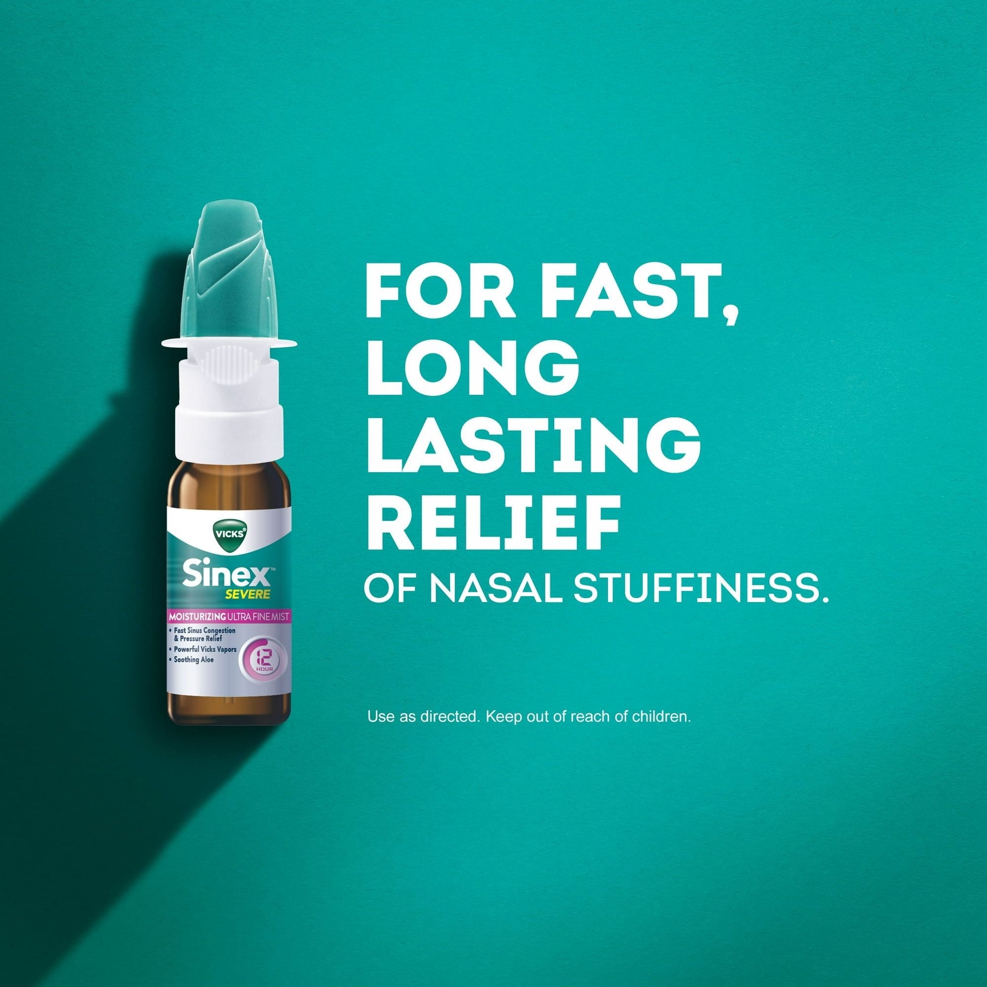 Vicks Sinex Severe Moisturizing Ultra Fine Nasal Mist, over-the-Counter Medicine, 265 Sprays