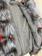 Roma Genuine Silver Fox Fur Rabbit Fur Insulated Parka in Red Alaska® Outerwear Company