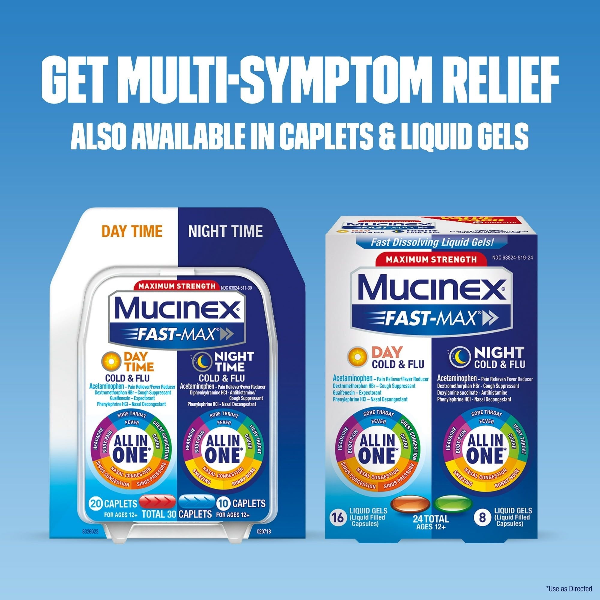 Maximum Strength Mucinex Fast-Max Cold & Flu and Nightshift Severe Cold & Flu All-in-One Multi Symptom Relief Liquid - 2 x 6 fl oz