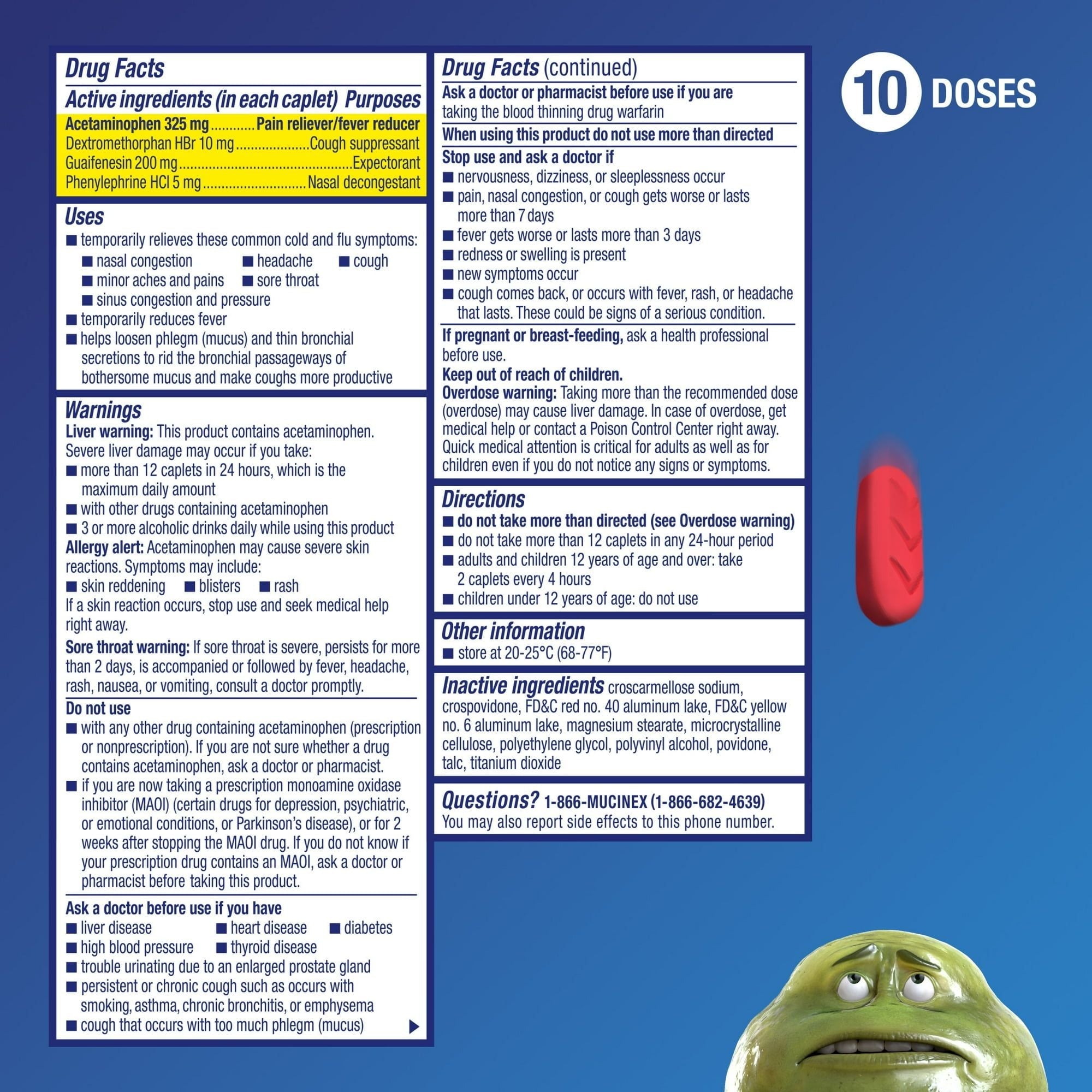 Mucinex All in One Fast Max, Cold and Flu Medicine, 20 Caplets