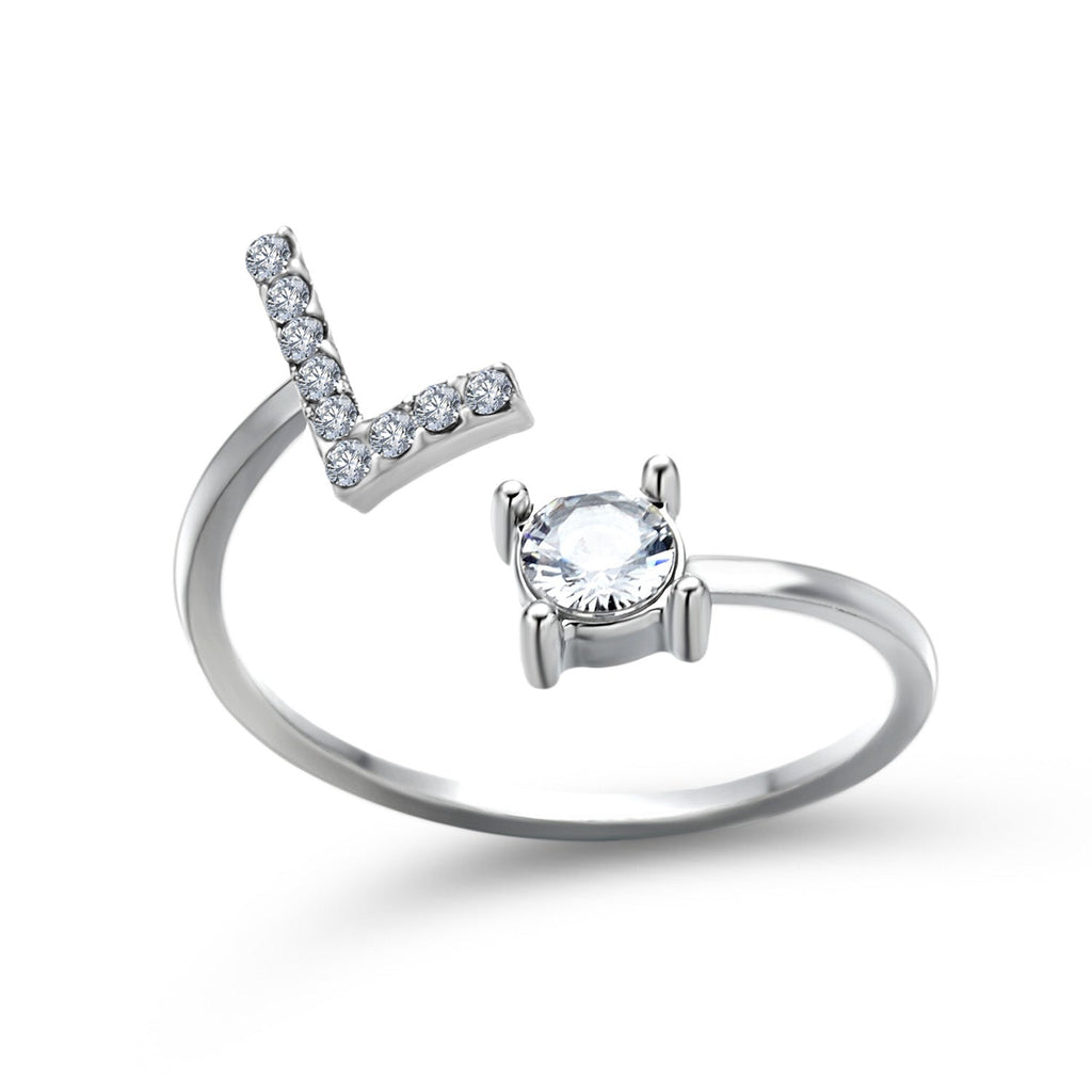 Adjustable 26 Initial Letter Ring Fashion Jewelry For Women Simple Elegant Jewelry Pi-Mart