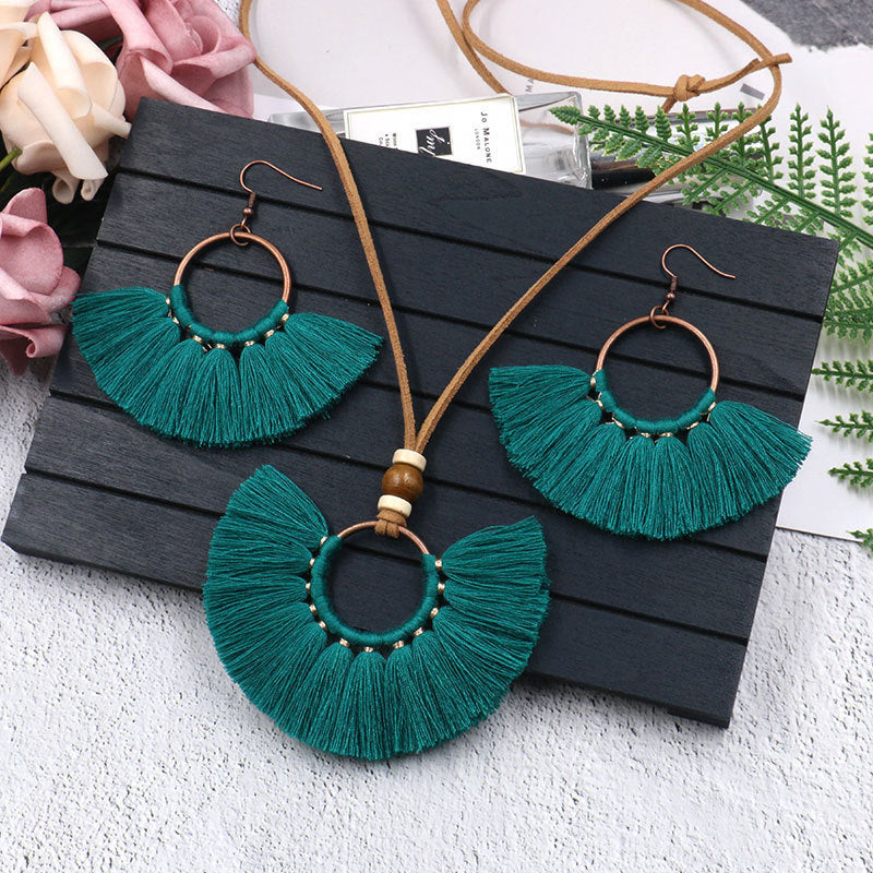 Fringed Necklace Earring Set