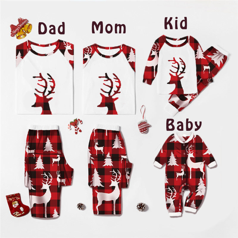 European And American Deer Head Print Parent-child Home Service Suit Pi-Mart