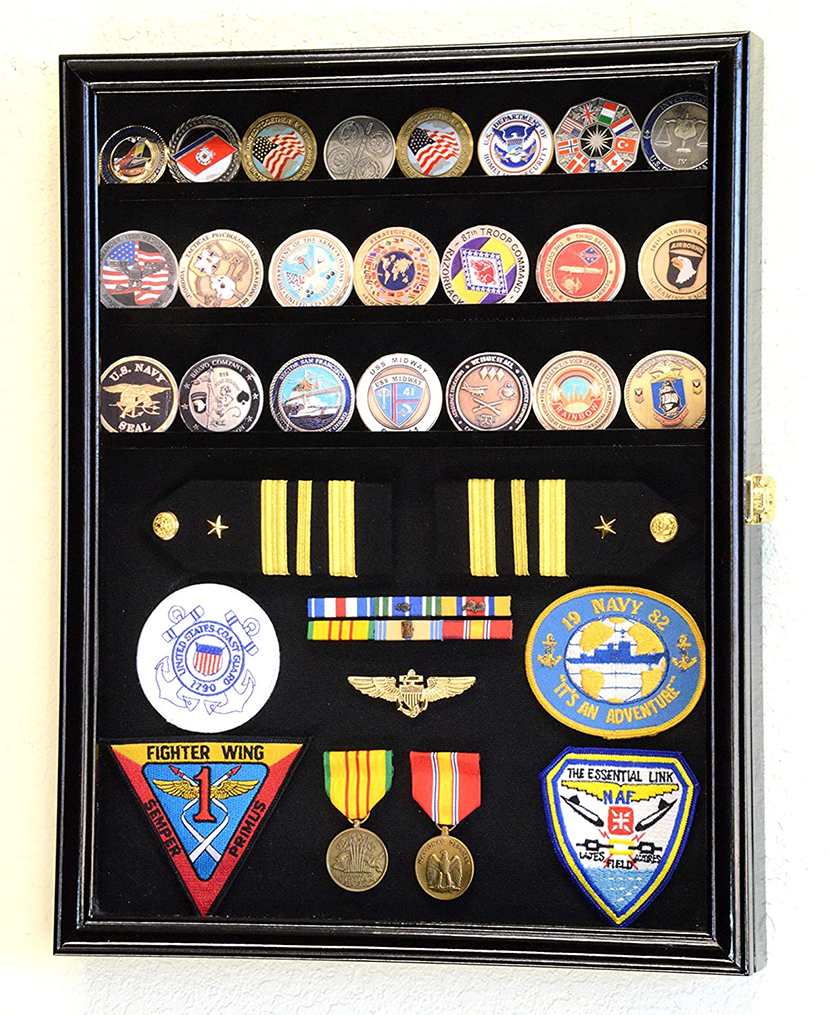 Challenge Coin/Medals/Pins/Badges/Ribbons/Insignia/Buttons Chips Combo Display Case Box The Military Gift Store