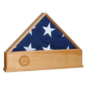 Oak US Flag Display Case with Engraved US Coast Guard Emblem The Military Gift Store