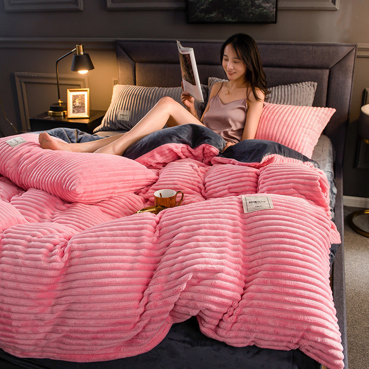 Single Double Quilt Cover Three-piece Set Winter Body Keep Warm Pi-Mart
