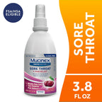 Mucinex? InstaSoothe Sore Throat + Pain Relief Sore Throat Spray. Powerful sore throat relief with soothing cherry flavor.