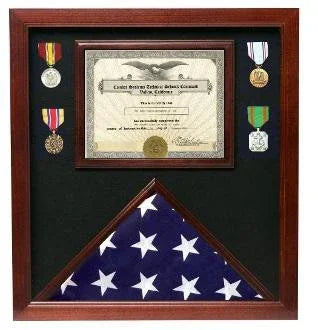 Flag medal display case, great flag case for retirement ceremony, Cherry The Military Gift Store
