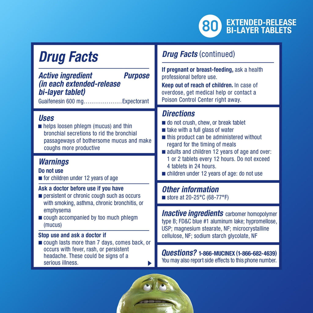 Mucinex 12 Hour Expectorant, OTC Medicine for Excess Mucus Relief, Chest Congestion, FSA, 80 Tablets