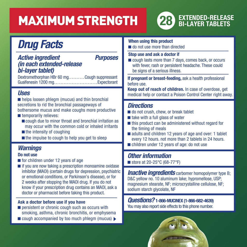 Mucinex DM 12 Hour Max Strength Expectorant & Cough Medicine, Excess Mucus Relief, FSA, 28 Tablets