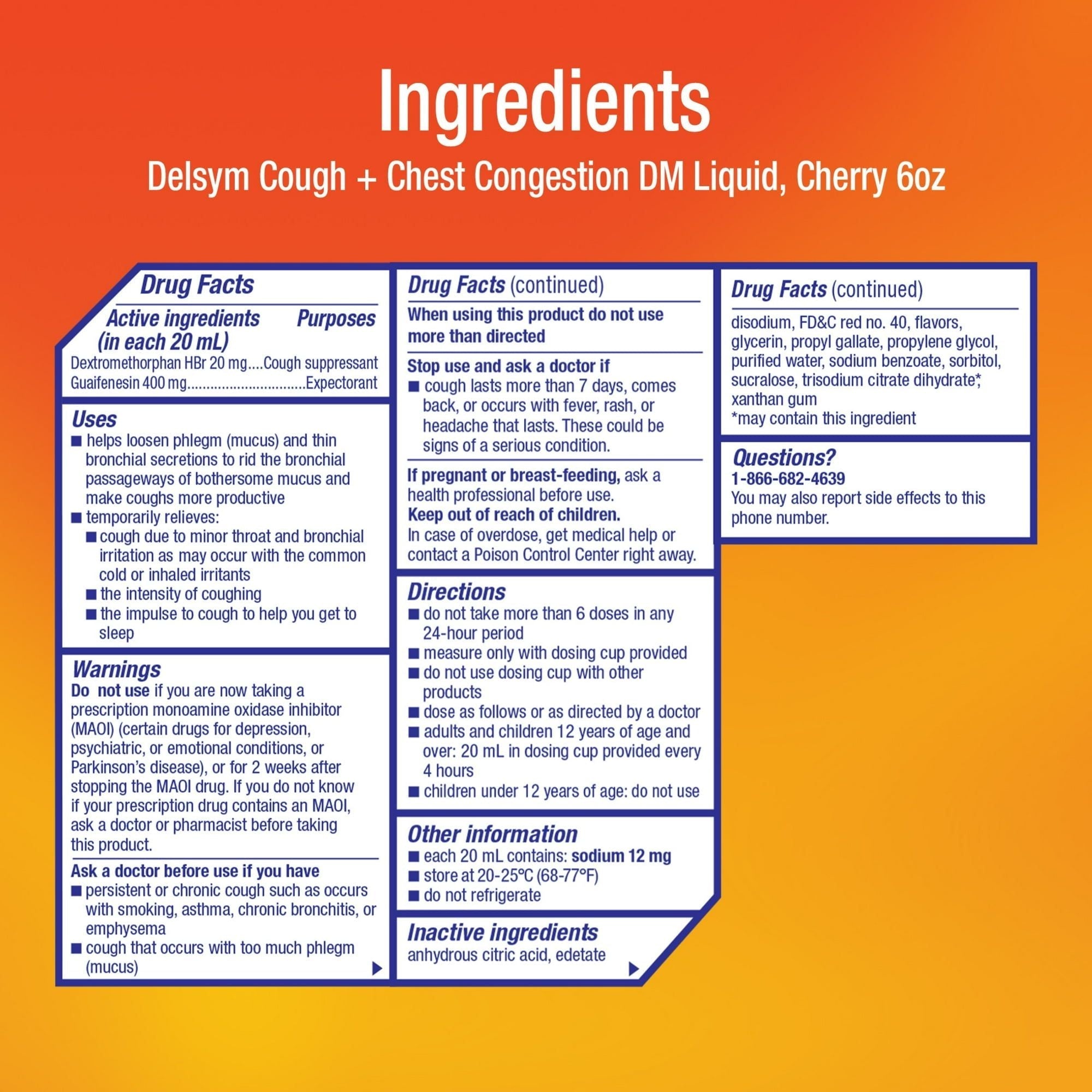 Delsym Max Strength DM Cough + Chest Congestion Medicine, Powerful Multi-Symptom Relief, #1 Pharmacist Recommended, Cherry Flavor, 6 Fl Oz EasyOptionXY LLC