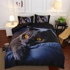 Black Cat Quilt Cover Sheet Bedding 3-piece Set Pi-Mart