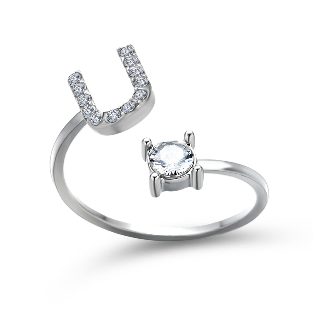 Adjustable 26 Initial Letter Ring Fashion Jewelry For Women Simple Elegant Jewelry Pi-Mart