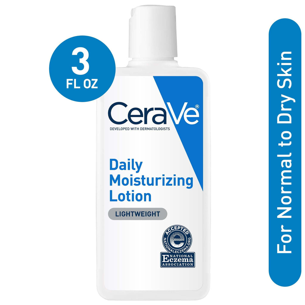 CeraVe Daily Moisturizing Lotion, Travel Size Face, Body & Hand Cream for Normal to Dry Skin, 3 oz