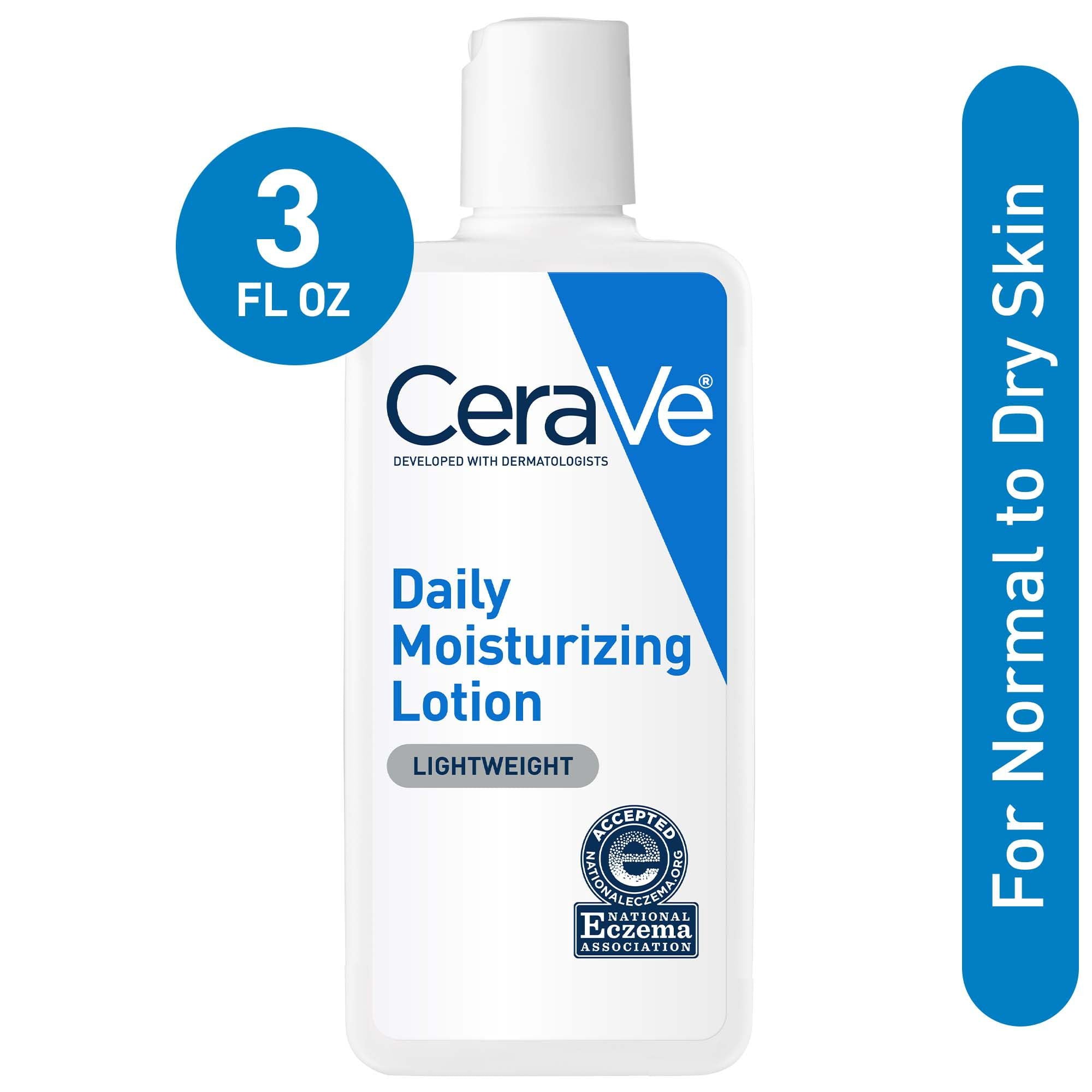 CeraVe Daily Moisturizing Lotion, Travel Size Face, Body & Hand Cream for Normal to Dry Skin, 3 oz
