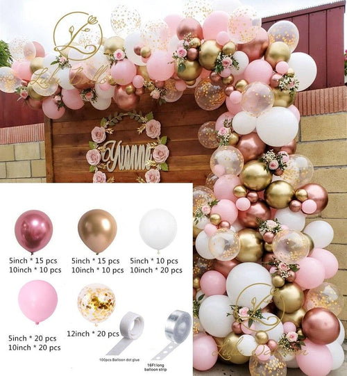 142pcs Pink White And Garland Arch Kit Balloon For Bridal Shower Wedding Decors Baby Shower Party Decoration Multicolor Luxury Ballons Decoration for Girls Birthday Party Stevvex