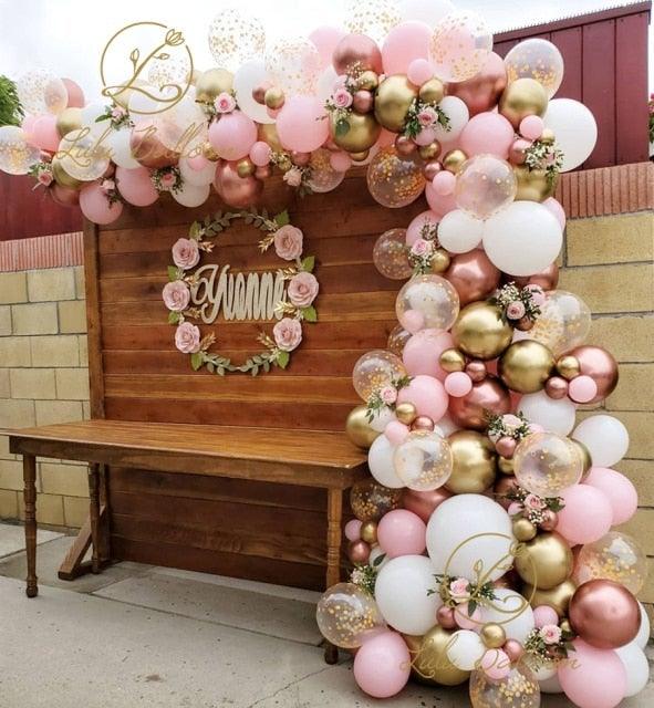 142pcs Pink White And Garland Arch Kit Balloon For Bridal Shower Wedding Decors Baby Shower Party Decoration Multicolor Luxury Ballons Decoration for Girls Birthday Party Stevvex