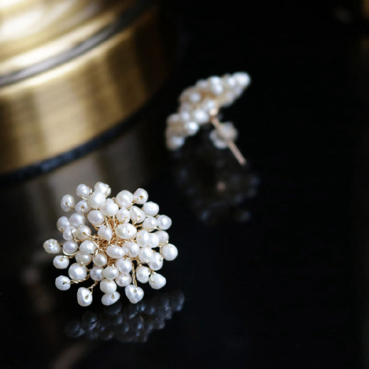 Female Fashion Temperament Earrings, Natural Freshwater Pearl Snowflake Earrings Pi-Mart
