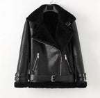 Men's motorcycle clothing lambskin bomber jacket plus velvet thick leather Pi-Mart