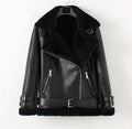 Men's motorcycle clothing lambskin bomber jacket plus velvet thick leather Pi-Mart