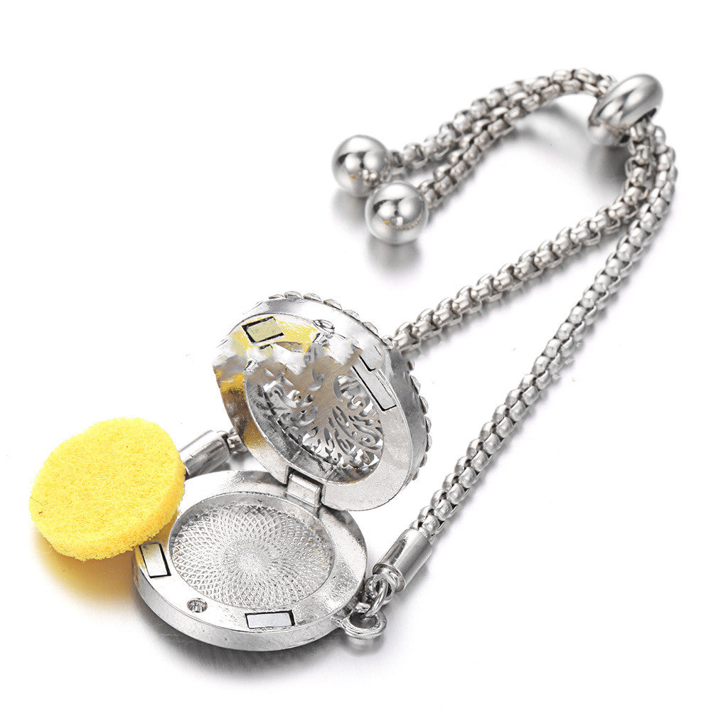 Hollow Stainless Steel Adjustable Aromatherapy Bracelet Jewelry Pi-Mart