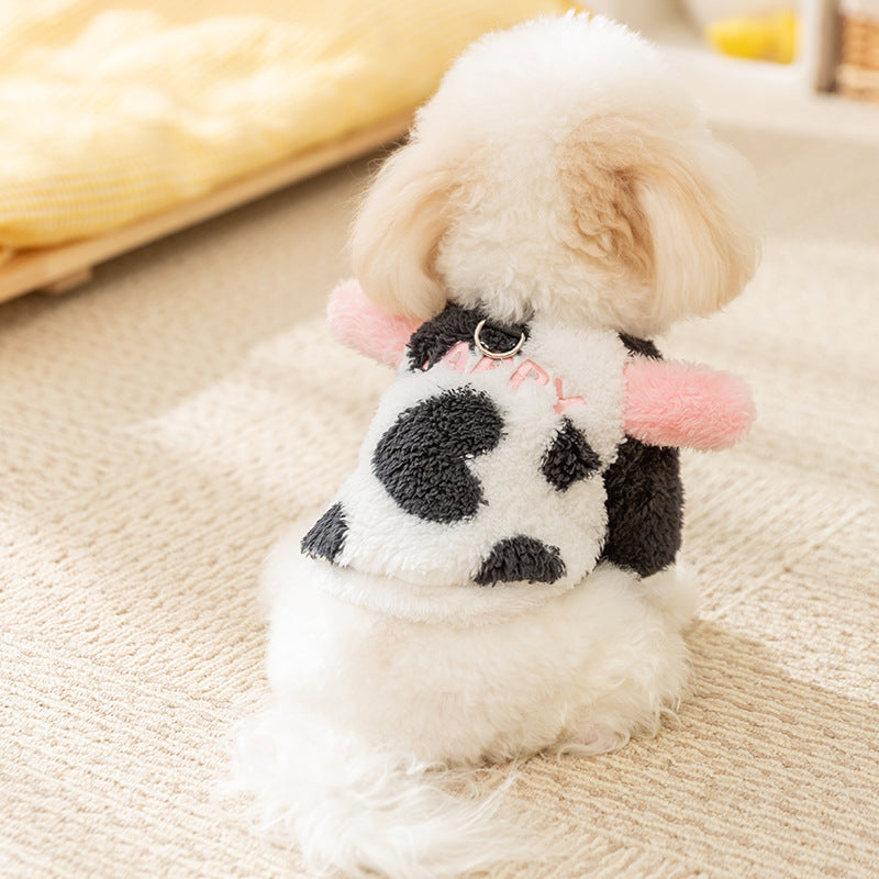 Winter Dog Cute Cow Feet Fluffy Jacket Pi-Mart