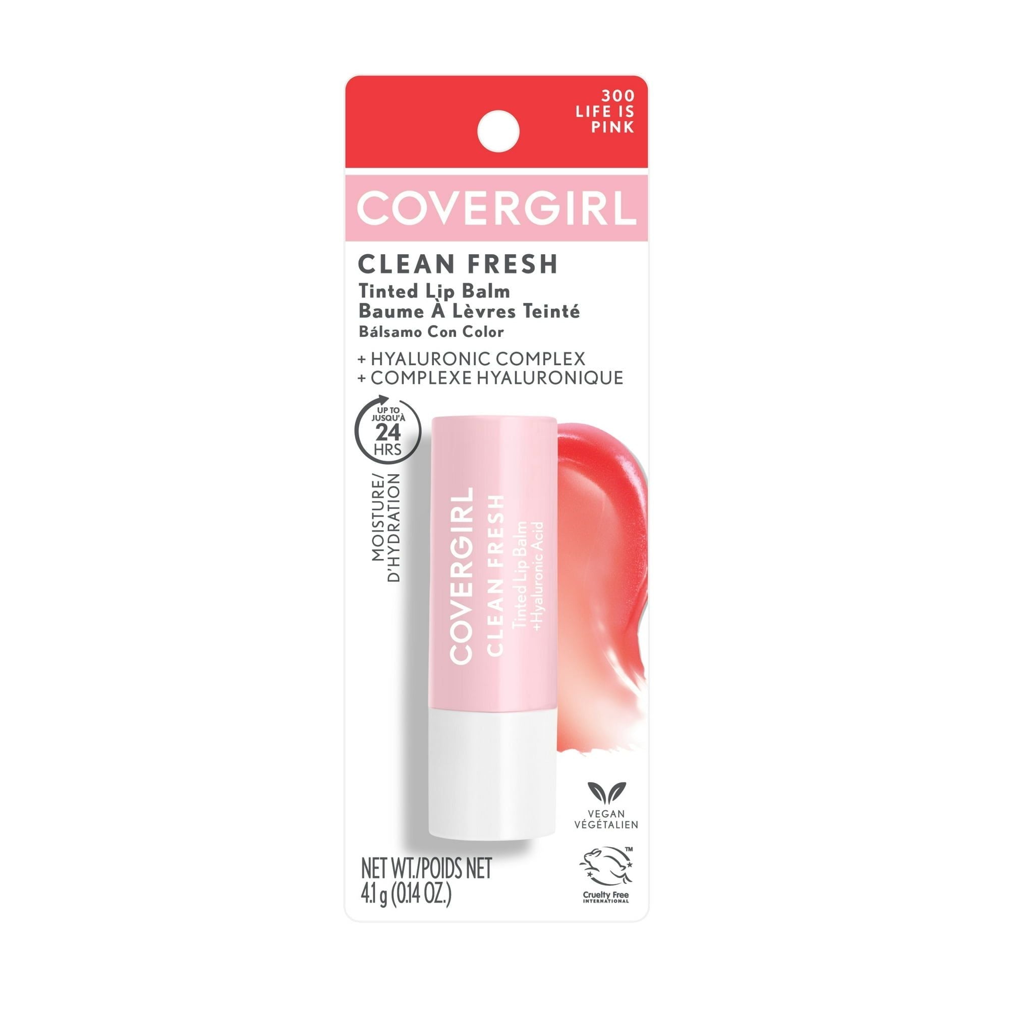COVERGIRL Clean Fresh Lip Balm, 300 Life Is Pink, 0.14 oz