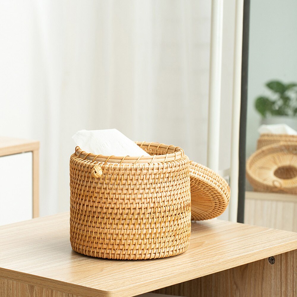 Rattan Handmade Tissue Box Drawer Box Living Room Bedroom Storage Box Pi-Mart